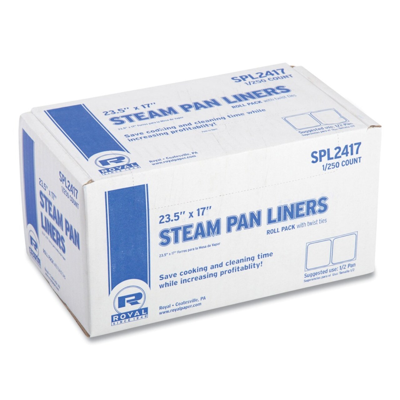 AmerCareRoyal 17 in. x 23.5 in. Steam Pan Liners for 1/2-Size Pans Includes Twist-Ties - Clear (250/Carton)
